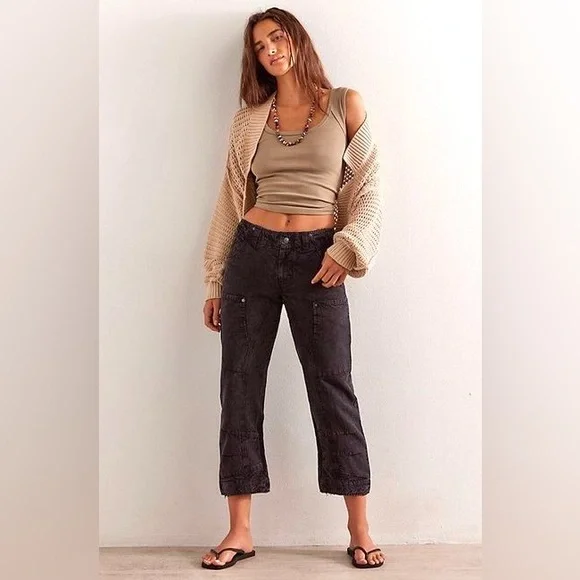 🌻🆕FREE PEOPLE We The Free Supersonic Slim Pants-BLACK COLOR-SIZE 2 & 4 - Picture 2 of 15